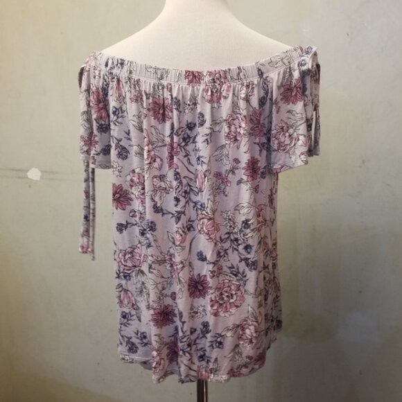 Pink Rose floral top women's size Large (P11) - Picture 6 of 8